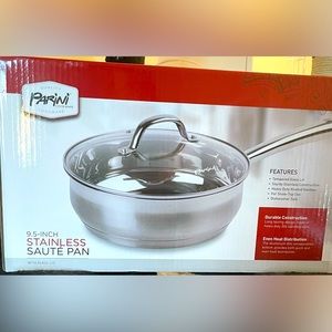 Parini 9.5 inch stainless  sauté pan with glass lid